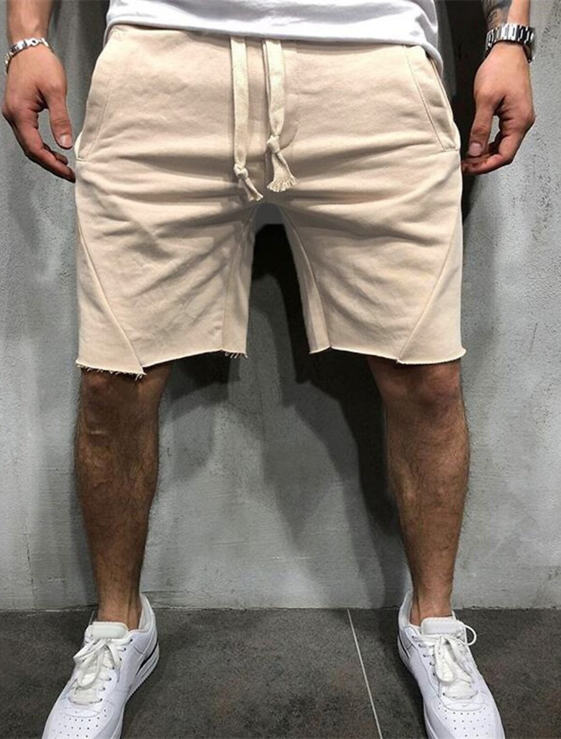 Glistensport Loose Plain Elastic Waist Shorts