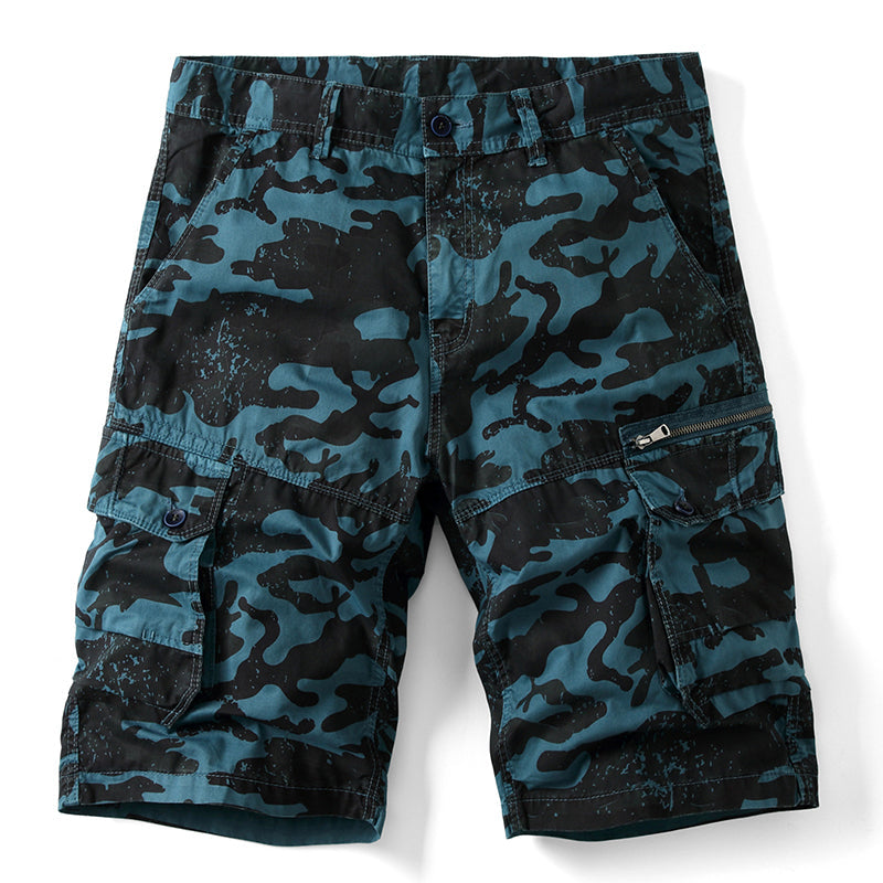 Glistensport Men's Camo Loose Multi-pocket Shorts