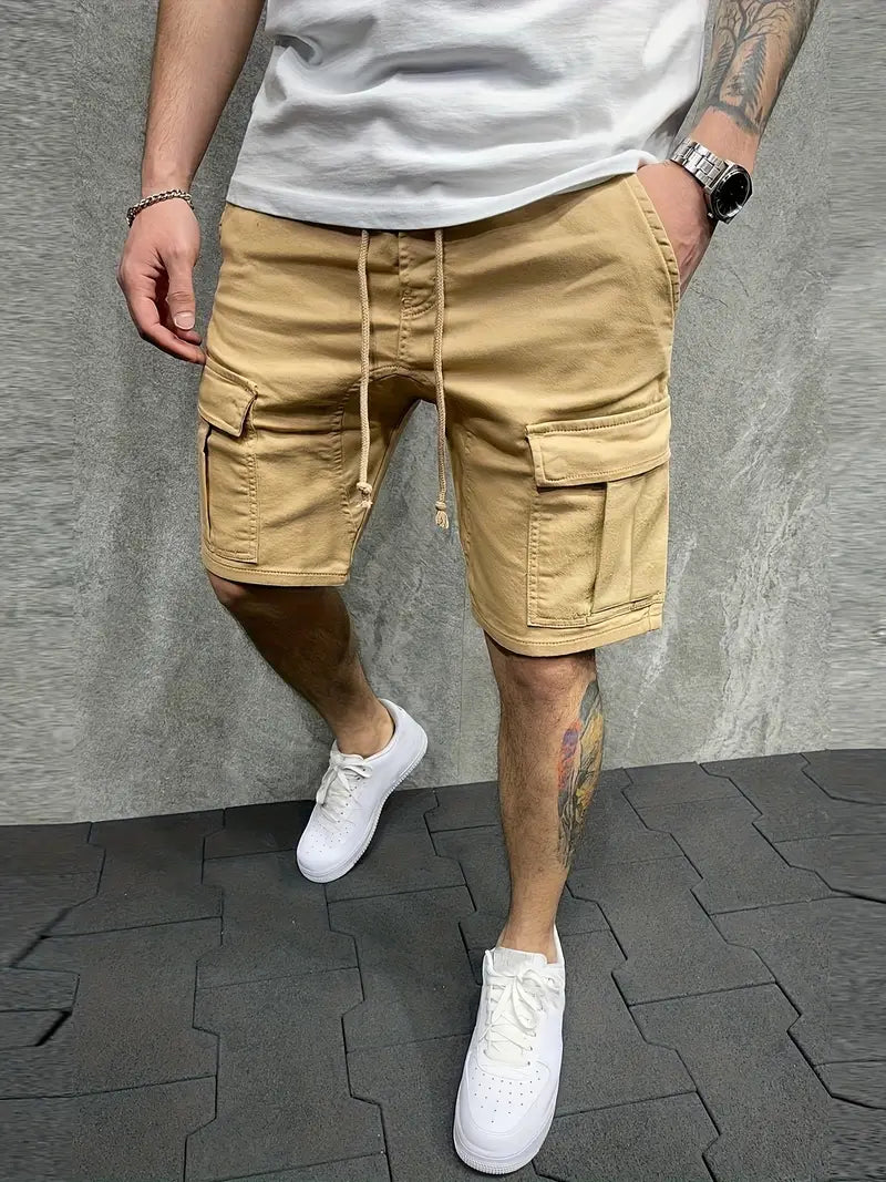 GlistenSport Men's Casual Stretch Loose Cargo Shorts