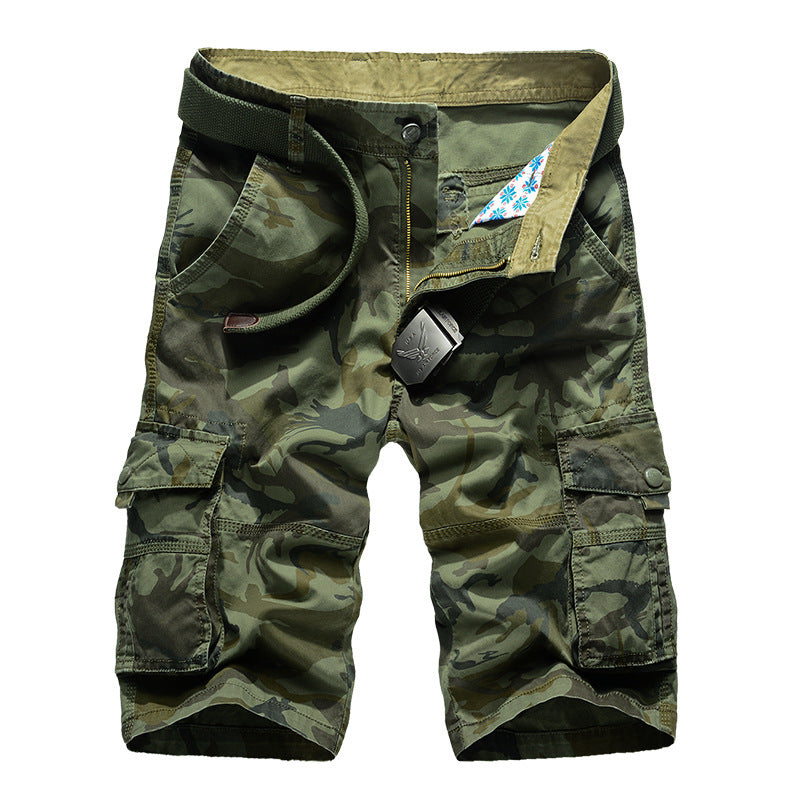 Glistensport Casual Cotton Camo Multi-pocket Men Shorts