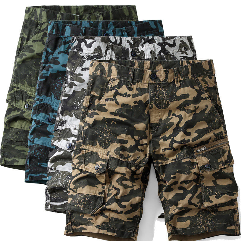 Glistensport Men's Camo Loose Multi-pocket Shorts
