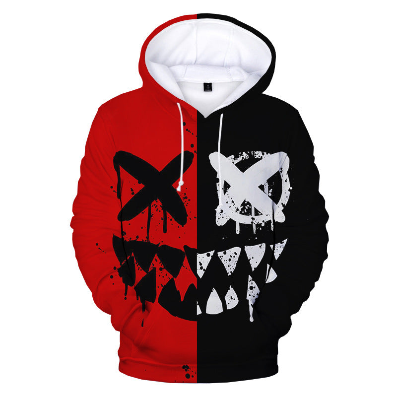 Glistensport™ Halloween 3D Digital Print Loose Men's Hooded Sweatshirt