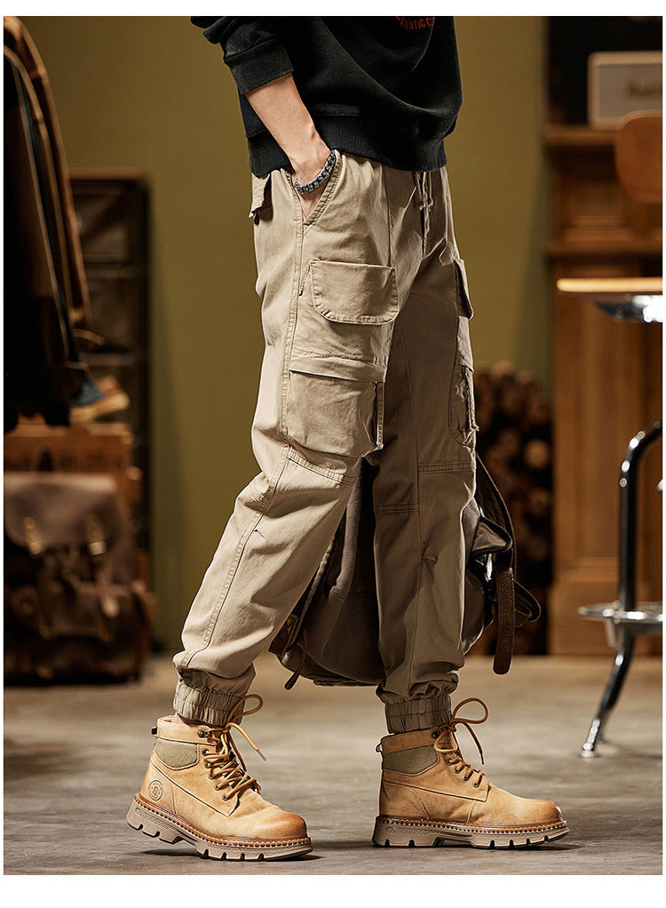 Glistensport Men's Vintage Fashion Multi-Pocket Cargo Pants
