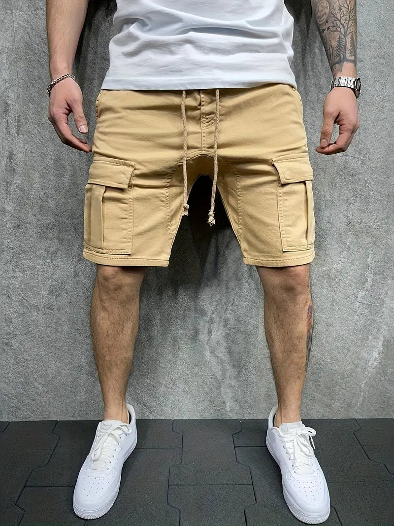 GlistenSport Men's Casual Stretch Loose Cargo Shorts