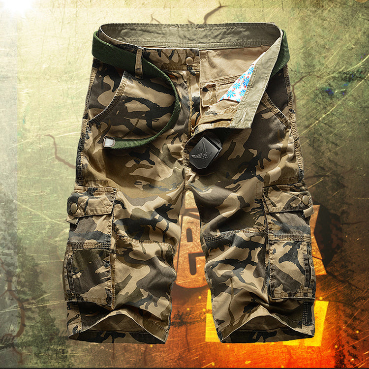 Glistensport Casual Cotton Camo Multi-pocket Men Shorts