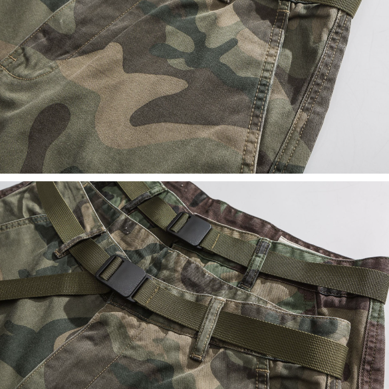 Glistensport Classic Camo Men's Japanese Multi-pocket Design Outdoor Shorts