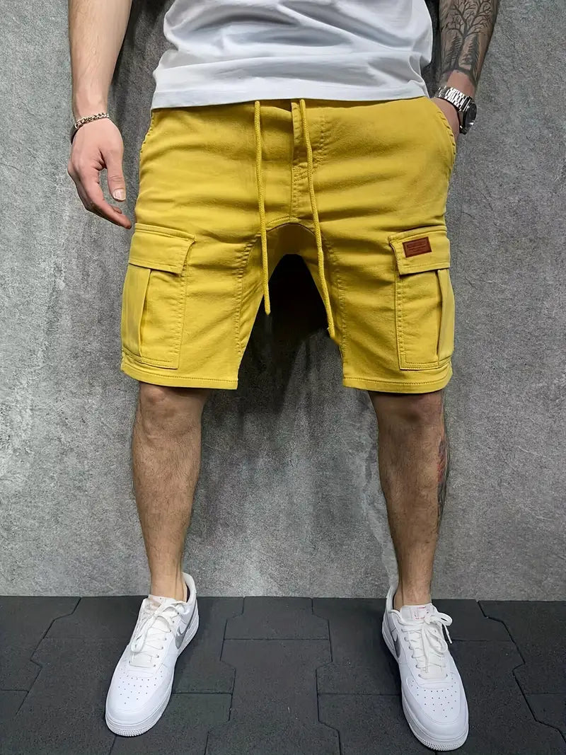 GlistenSport Men's Casual Stretch Loose Cargo Shorts