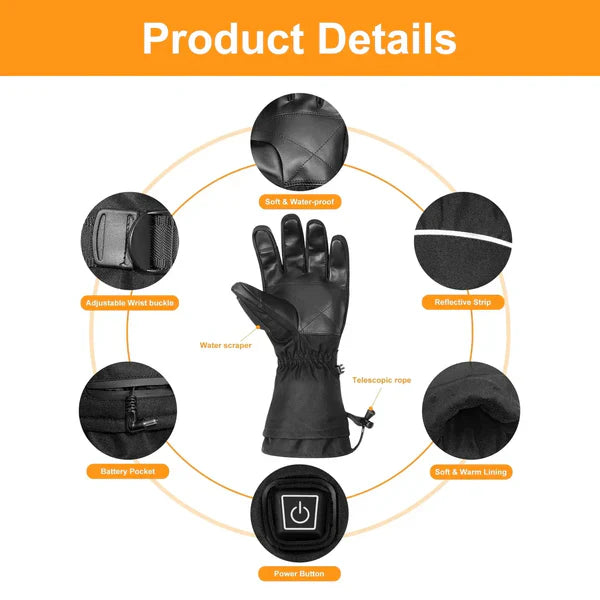 Glistensport™ Leather Rechargeable Heated Gloves