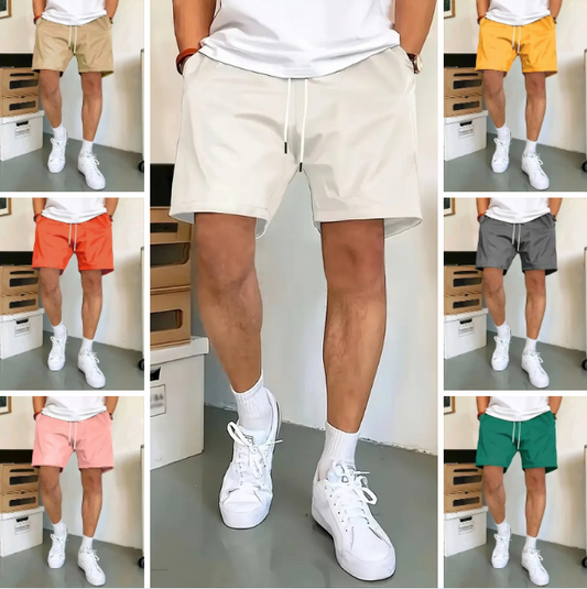 GlistenSport Men's Casual Outdoor Fashion Sports Solid Color Shorts