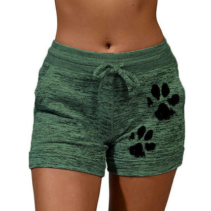 Dog Mom Paw Print Activewear Drawstring Lounge Shorts