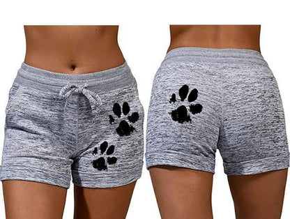 Dog Mom Paw Print Activewear Drawstring Lounge Shorts