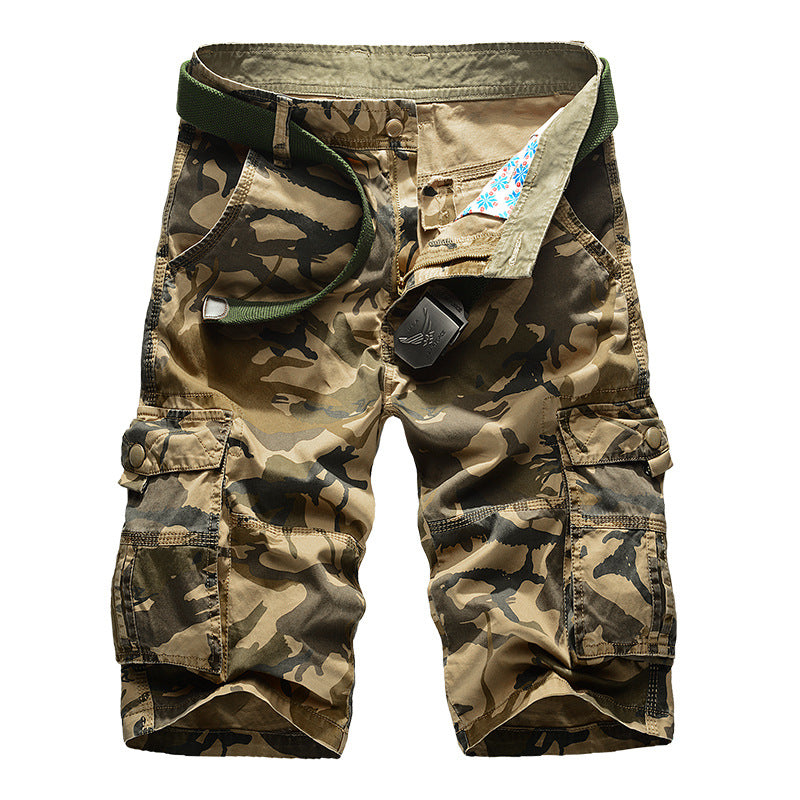 Glistensport Casual Cotton Camo Multi-pocket Men Shorts