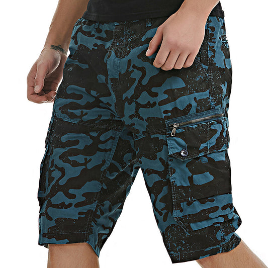 Glistensport Men's Camo Loose Multi-pocket Shorts