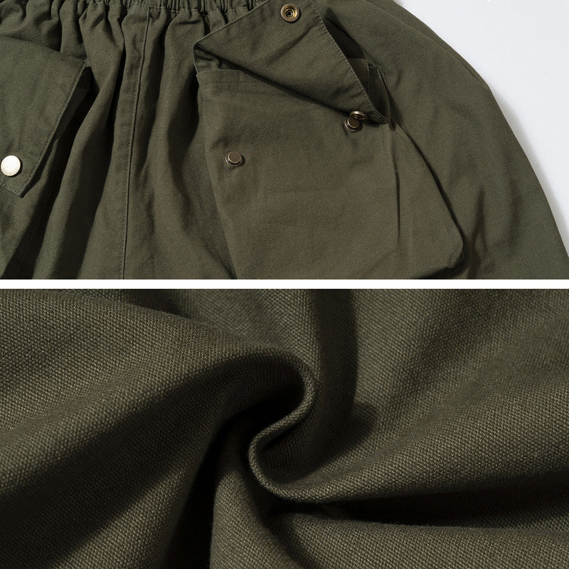 Glistensport Military Style Solid Color Three-dimensional Multi-pocket Functional Casual Men's Shorts