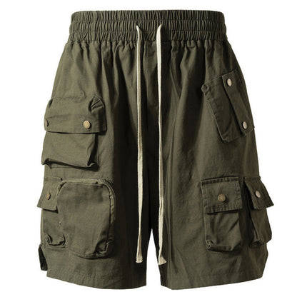 Glistensport Military Style Solid Color Three-dimensional Multi-pocket Functional Casual Men's Shorts