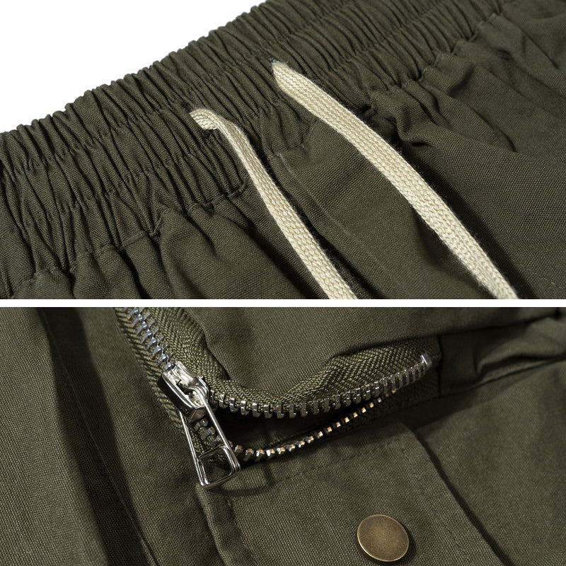 Glistensport Military Style Solid Color Three-dimensional Multi-pocket Functional Casual Men's Shorts