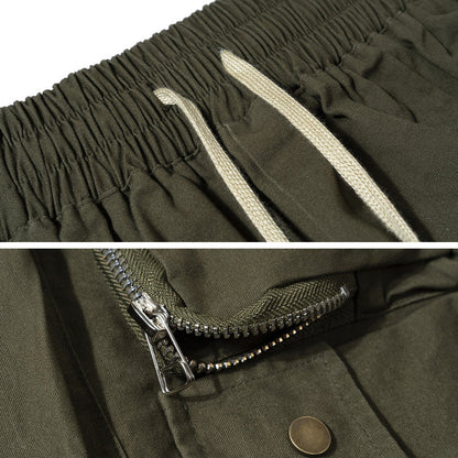 Glistensport Military Style Solid Color Three-dimensional Multi-pocket Functional Casual Men's Shorts