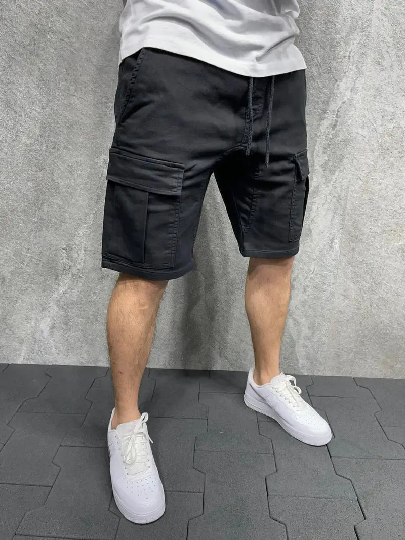 GlistenSport Men's Casual Stretch Loose Cargo Shorts