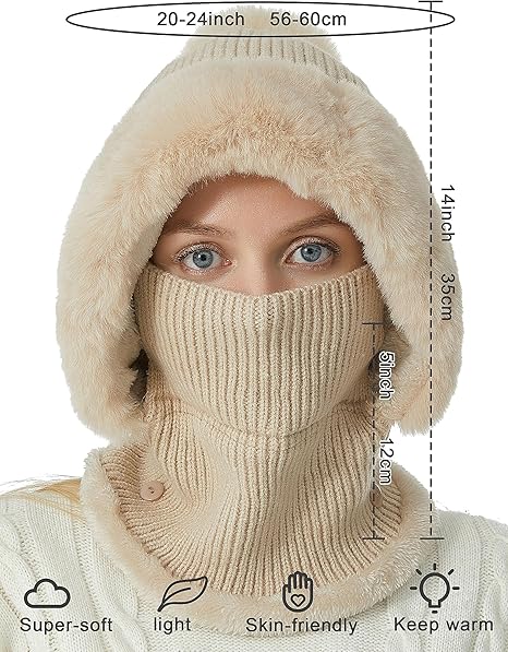 Glistensport™ Winter Cashmere 3 in 1 Neck Warmer Hat