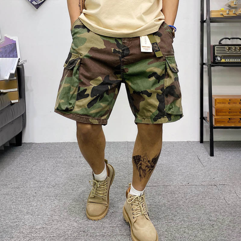 Glistensport Classic Camo Men's Japanese Multi-pocket Design Outdoor Shorts