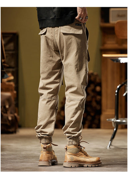 Glistensport Men's Vintage Fashion Multi-Pocket Cargo Pants