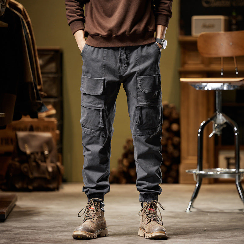 Glistensport Men's Vintage Fashion Multi-Pocket Cargo Pants