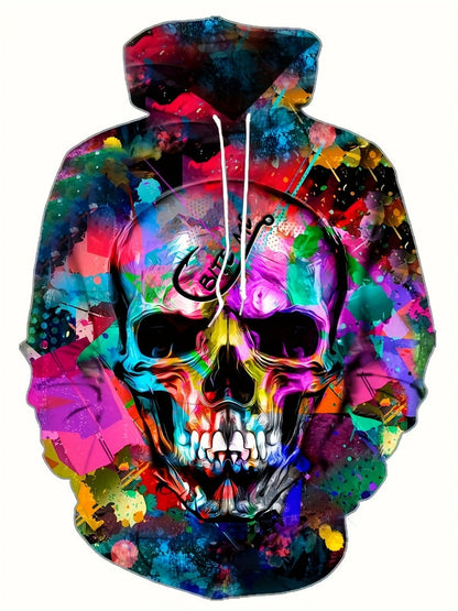 Glistensport™ Halloween 3D Digital Print Loose Men's Hooded Sweatshirt