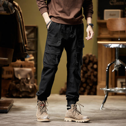 Glistensport Men's Vintage Fashion Multi-Pocket Cargo Pants