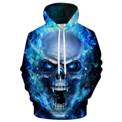 Glistensport™ Halloween 3D Digital Print Loose Men's Hooded Sweatshirt