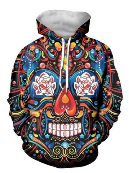 Glistensport™ Halloween 3D Digital Print Loose Men's Hooded Sweatshirt