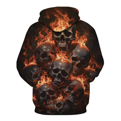 Glistensport™ Halloween 3D Digital Print Loose Men's Hooded Sweatshirt