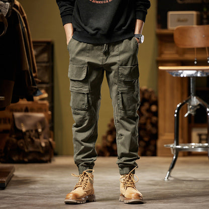 Glistensport Men's Vintage Fashion Multi-Pocket Cargo Pants