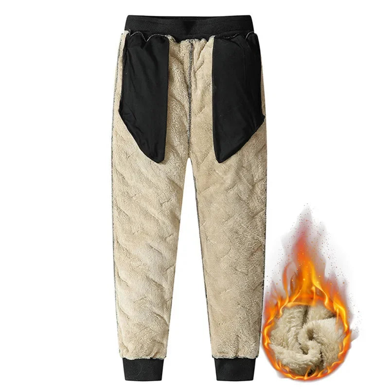 Men's Warm Thermal Winter Pants with Zippered Pockets