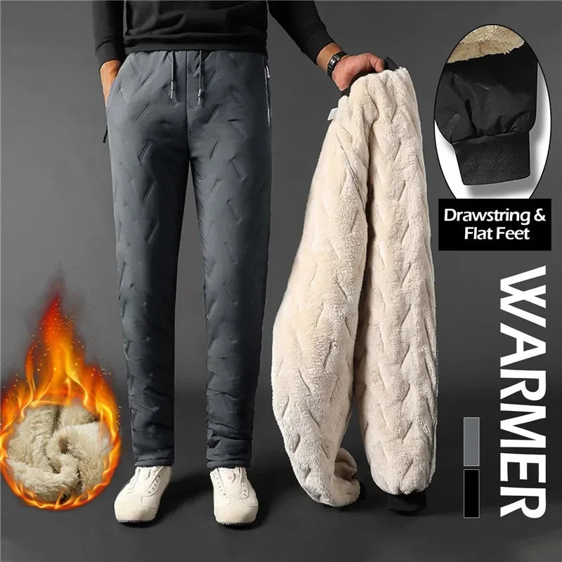 Men's Warm Thermal Winter Pants with Zippered Pockets
