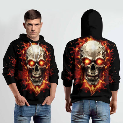 Glistensport™ Halloween 3D Digital Print Loose Men's Hooded Sweatshirt