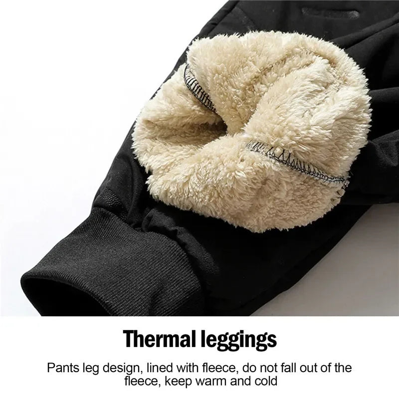Men's Warm Thermal Winter Pants with Zippered Pockets