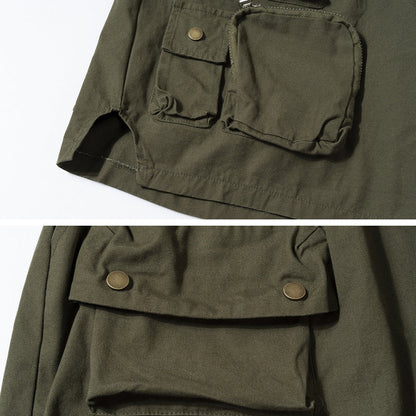 Glistensport Military Style Solid Color Three-dimensional Multi-pocket Functional Casual Men's Shorts