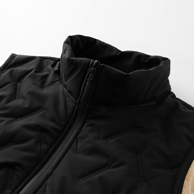 Warm Casual Male Lambswool Vest with Stand Collar