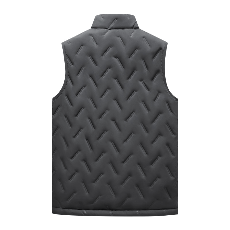 Warm Casual Male Lambswool Vest with Stand Collar