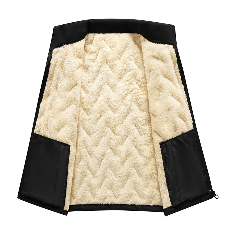 Warm Casual Male Lambswool Vest with Stand Collar